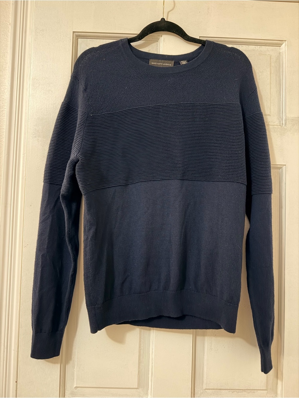 Saks Fifth Avenue Men's Navy Textured Crewneck Sweater